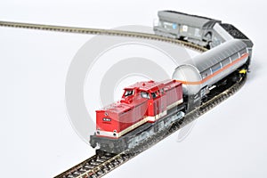 Freight train model isolated on white background