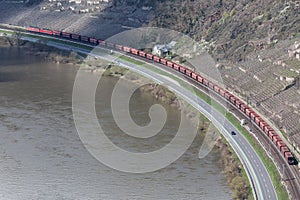 freight train in the mosel valley germany