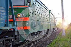 Freight train motion blur. Russia