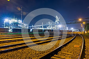 Freight train at night