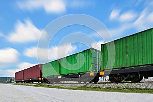 Freight Train with old Cargo Containers box