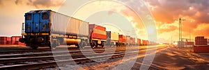 freight train passing through a logistics hub, showcasing the role of rail transport in moving goods across continents
