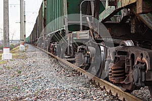 Freight train perspective. business cargo railroad transportation shipping