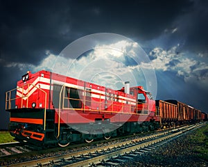 Freight train on railroad