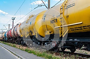 Freight train at the railway station