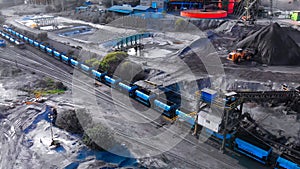 Freight train ready to transport minerals from the mine to the seaport for export