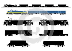 Freight train silhouette.