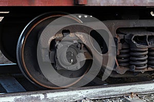 Freight train wheels on rails