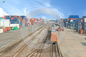 Freight trains on cargo terminal