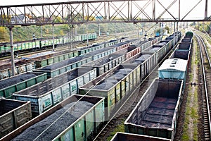 Freight trains in city