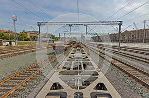 Freight trains on the railroad tracks