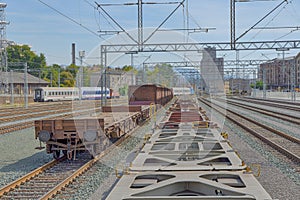 Freight trains on the railroad tracks