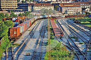 Freight trains at railway station