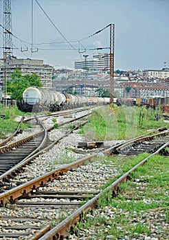 Freight trains at railway station