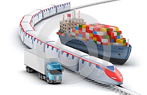 Freight transport by truck, rail and ship