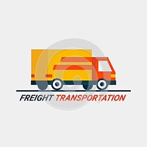 Freight transportation concept. Cargo Logistic service. Flat style Truck icon on light background. Fast Shipping by car