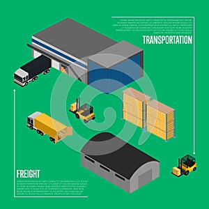 Freight transportation isometric concept