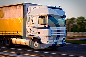 Freight truck on move