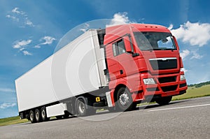 Freight truck on road photo