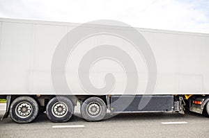 Freight vehicles on the track. Freight car. Truck. photo