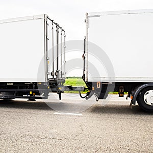 Freight vehicles on the track. Freight car. photo