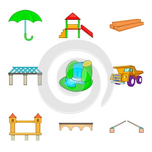 Freightage icons set, cartoon style