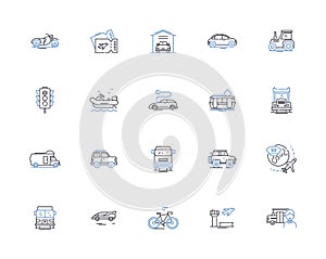 Freightage line icons collection. Cargo, Shipment, Logistics, Transportation, Haulage, Dispatch, Delivery vector and