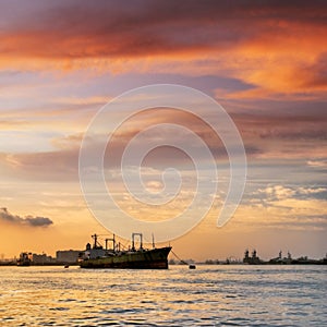 Freighter anchored