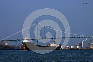 Freighter on Detriot River photo