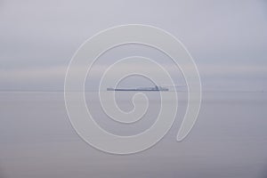 Freighter in fog