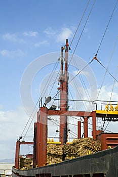 Freighter Loaded With Pine Planks