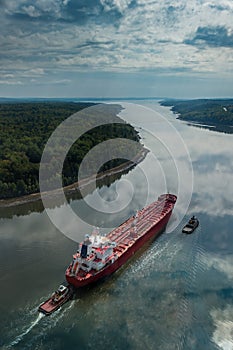 Freighter Moving Out Penobscot River to Atlantic