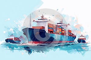 Freighter ship under loading in docks Generative AI