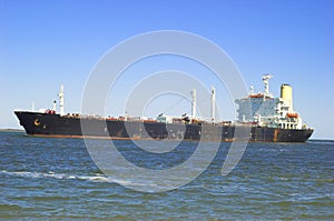 Freighter steaming into port