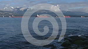 Freighters at Anchor, English Bay 4K UHD