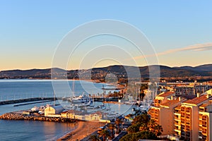 Frejus, FRANCE. The port of Frejus a French Riviera at sunrise.
