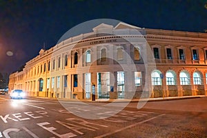 Fremantle, Australia - September 10, 2023: City streets and buildings at night