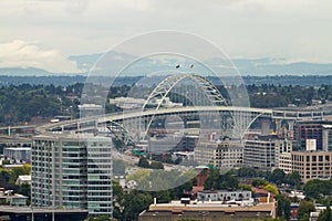 Fremont Bridge over Industrial Area in Portland