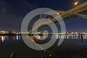 Fremont Bridge Over Willamette River at Night