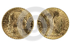 French 20 Francs gold coins