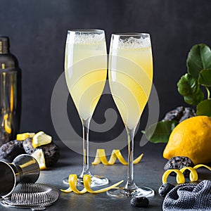 French 75 cocktail with lemon hard seltzer instead of champagne