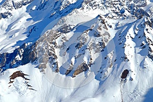 A french alpine snowy mountainside