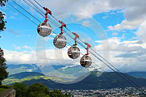 French Alps and Grenoble-Bastille cable car, France