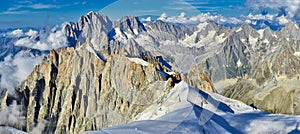 French Alps, Mont Blanc and glaciers as seen from Aiguille du Midi, Chamonix, France