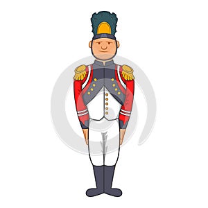 French Army soldier in uniform icon, cartoon style