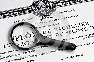 French baccalaureate certificate photo