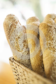 French baguette in basket