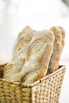 French baguette in basket