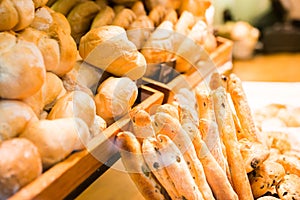 French baguette and bread in basket