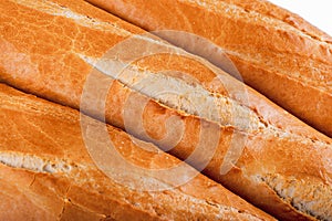 French baguette, bread. Isolated on white background